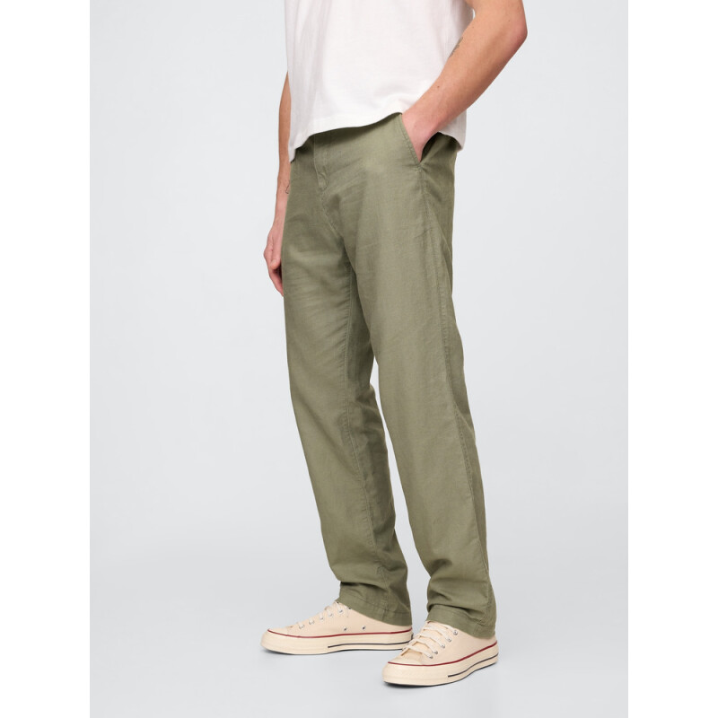 STRAIGHT LINEN PANT MESCULEN GREEN