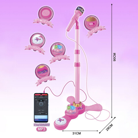 Micrófono Karaoke con Soporte, Luz Y Sonido 80 cm U