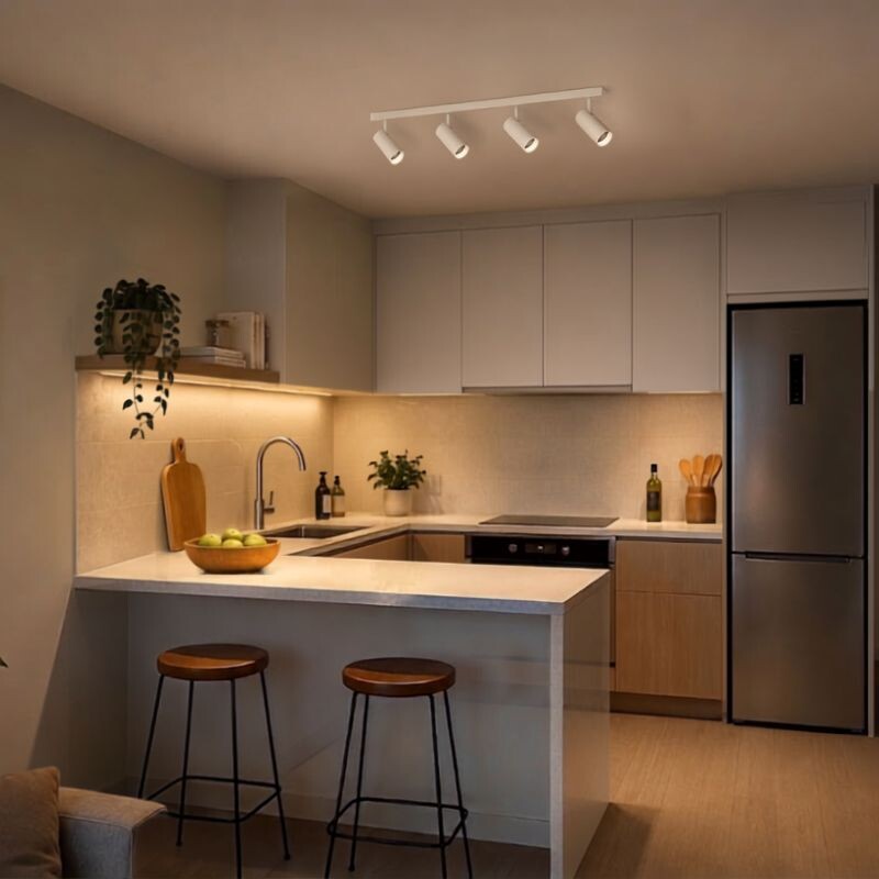 ARTEFACTO LONG LETICIA ADOSAR ORIENTABLE (X4) Luminaria de Adosar Long Leticia Cuadruple Orientable Blanca