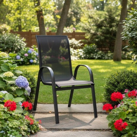 SILLA DE JARDIN CON POSABRAZOS DE HIERRO Silla De Jardín Con Posabrazos De Hierro En Negro