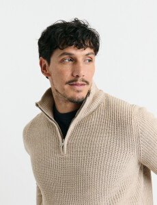 470587 SWEATER PUNTO MEDIO CIERRE HARRY Beige