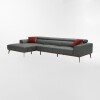 Sofá con chaise DUNA CUERO GRIS - IZQUIERDO