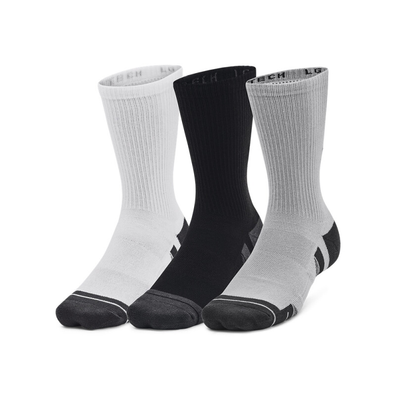 UA Performance Tech 3pk Crew-WHT GRY-011