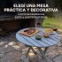 Mesa Plegable Auxiliar Circular Madera Vintage Rústica Gris