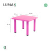 Mesa Cuadrada de Plástico y Metal para Niños 60x60cm Fucsia