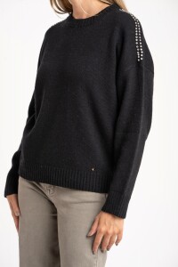 Sweater Lana Apliques Negro