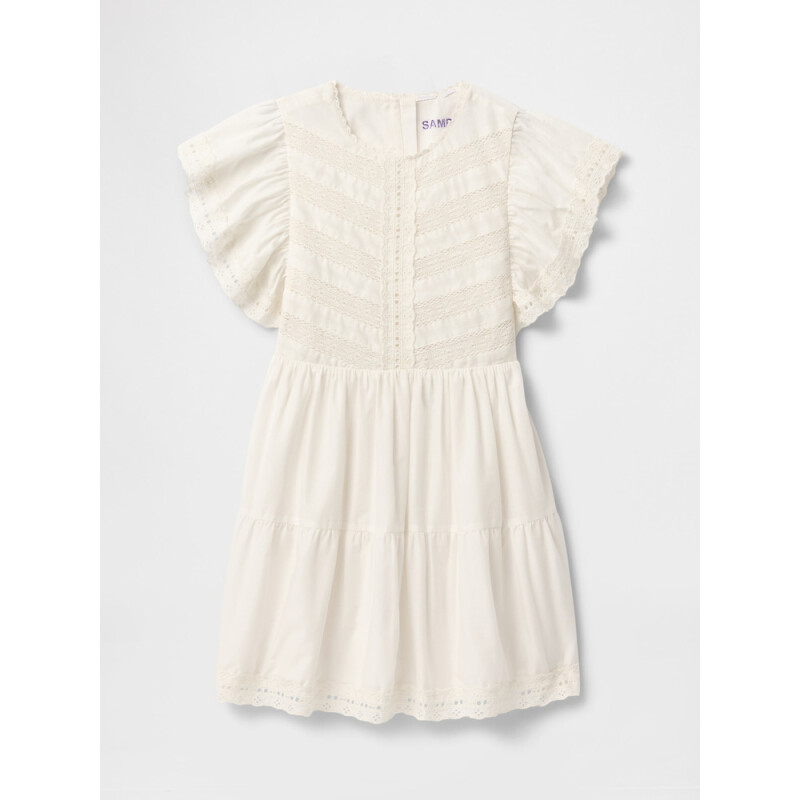 SS RUFFLE WOV DRESS NEW OFF WHITE