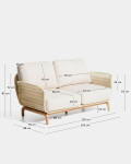 Sofá Alipa 2 plazas de madera maciza de acacia y cuerda crudo 165 cm Sofá Alipa 2 plazas de madera maciza de acacia y cuerda crudo 165 cm