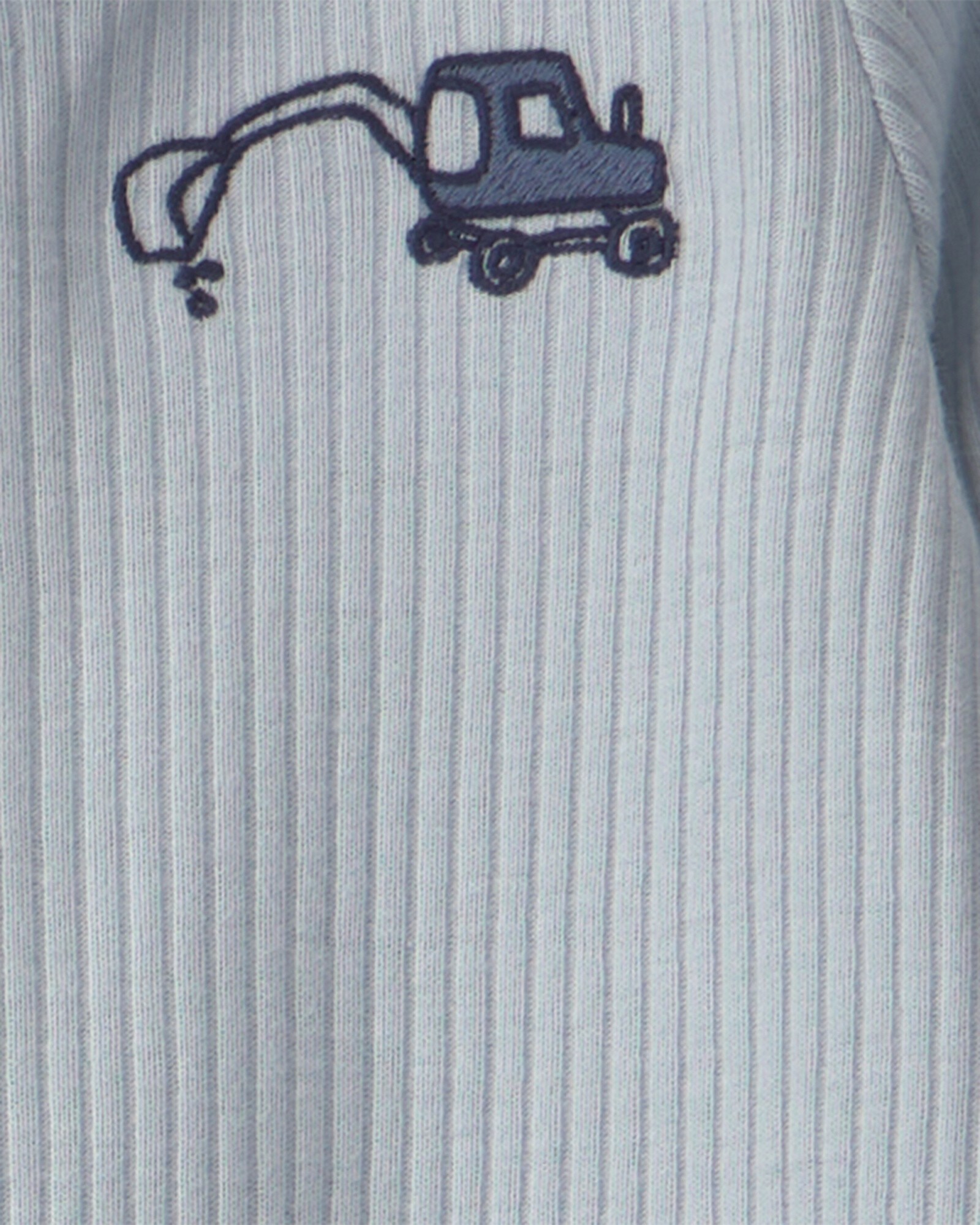 Set cuatro piezas de algodón, pijama, pantalón, body y gorro, azul, diseño construcción Sin color