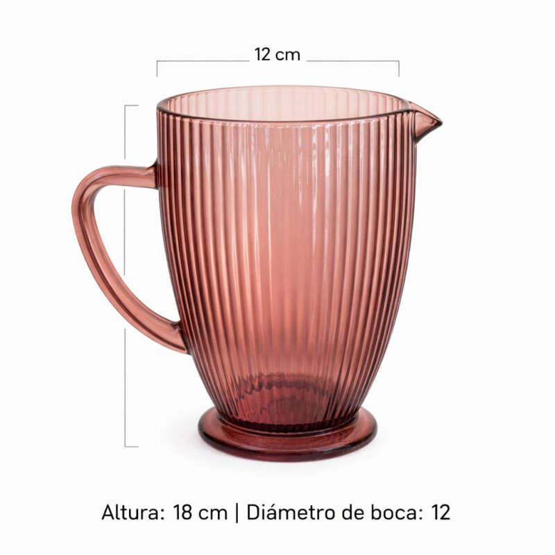 Jarra de Vidrio Labrada Diseño Elegante de Lineas Rosa Malva