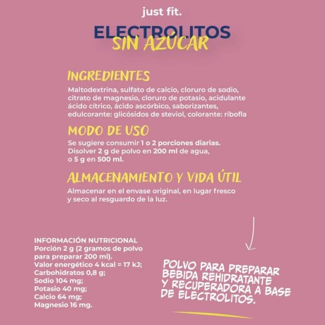 Electrolitos Sabor a Frutos del bosque JUST FIT Electrolitos Sabor a Frutos del bosque JUST FIT