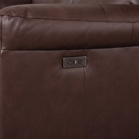 SOFÁ RECLINER 2 CUERPOS CUERO-100-NATURAL MARRON IMPERIAL CHOC.