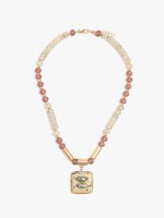 Collar Corto Con Cuentas De Piedras Y Vidrio multicolor