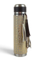 Kit termo y mate en cuero premium Beige con dorado