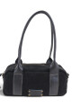 Cartera Baguette en cuero con gamuza Negro
