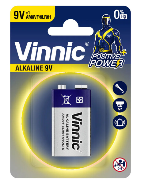 Batería Vinnic alcalina 9V Batería Vinnic alcalina 9V