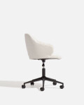 Silla de escritorio Einara chenilla beige y patas de acero negro Silla de escritorio Einara chenilla beige y patas de acero negro