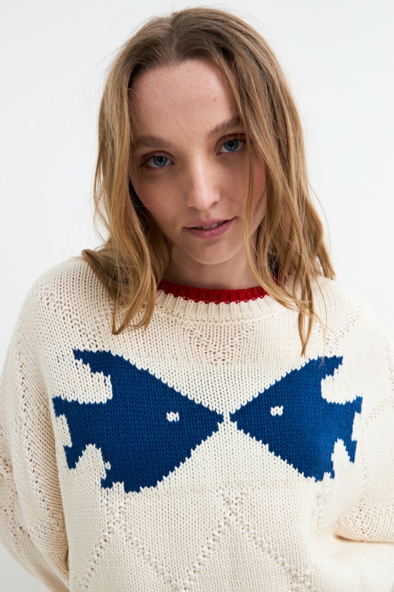 Sweater tejido jacquard peces CRUDO