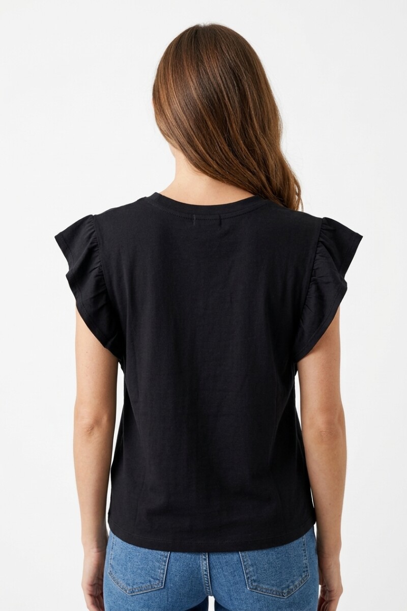 Remera m/c con volados NEGRO