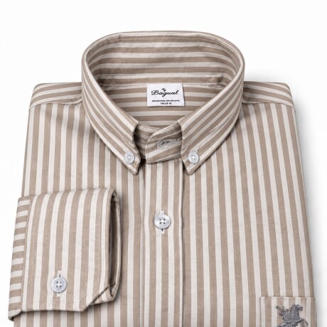 Camisa Caballero rayas beige