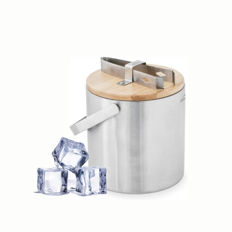 Hielera acero inoxidable con tapa bamboo Hielera acero inoxidable con tapa bamboo