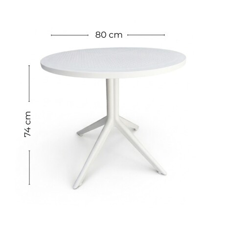 MESA REDONDA EXTERIOR DE POLIPROPILENO 80CM Mesa Redonda para Exterior 80 cm Blanco Sky