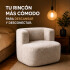 Sillón Puff ComboHome Kumo Redondo Corderito Diseño Premium Blanco 1