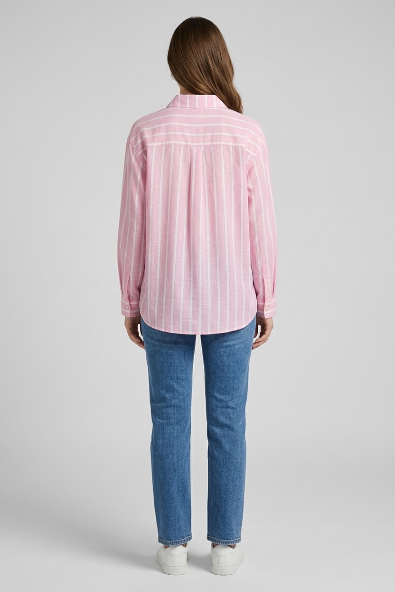 Camisa m/l rayada ROSA