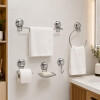 Conjunto de Accesorios 5 Piezas para Baño con Ventosa en Acero de Carbono Future - Plata Conjunto de Accesorios 5 Piezas para Baño con Ventosa en Acero de Carbono Future - Plata