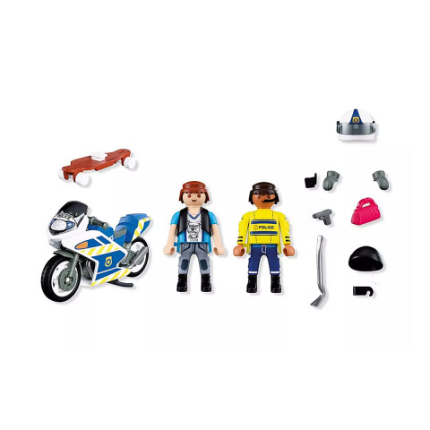 Persecución en Moto de Policía y Ladrón Playmobil 17 Piezas U