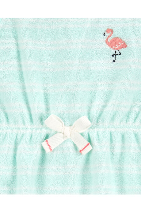 Vestido de rizo con flamenco bordado Sin color