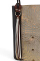 Matera de Cuero Combinado Grabado – Con Compartimento Interno Croco beige y dorado