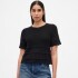 SS LINEN POINTELLE TOP BLACK