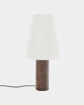 Lámpara de pie Marga de madera maciza con acabado natural con acabado oscuro