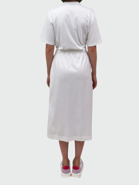 Moncler -Vestido de algodón con malla plisada 033