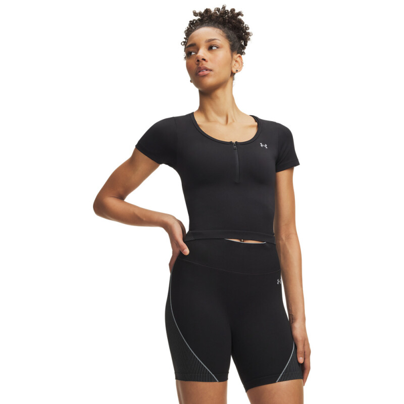 Vanish Seamless Crop Zip SS-BLK BLK-001