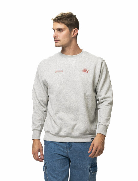 Buzo de Felpa Cuello Base Estampado Sidney Gris Claro Melange