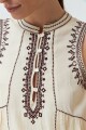 Blusa boho con bordados beige