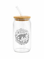 VASO VIDRIO CON SORBITO Y LEOPARDO 470ML NEGRO