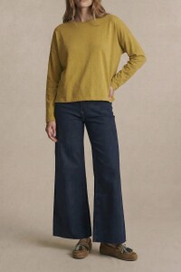 Remera Manga Larga Algodon Lavado Mostaza