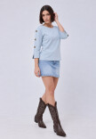 Remera Botones Celeste