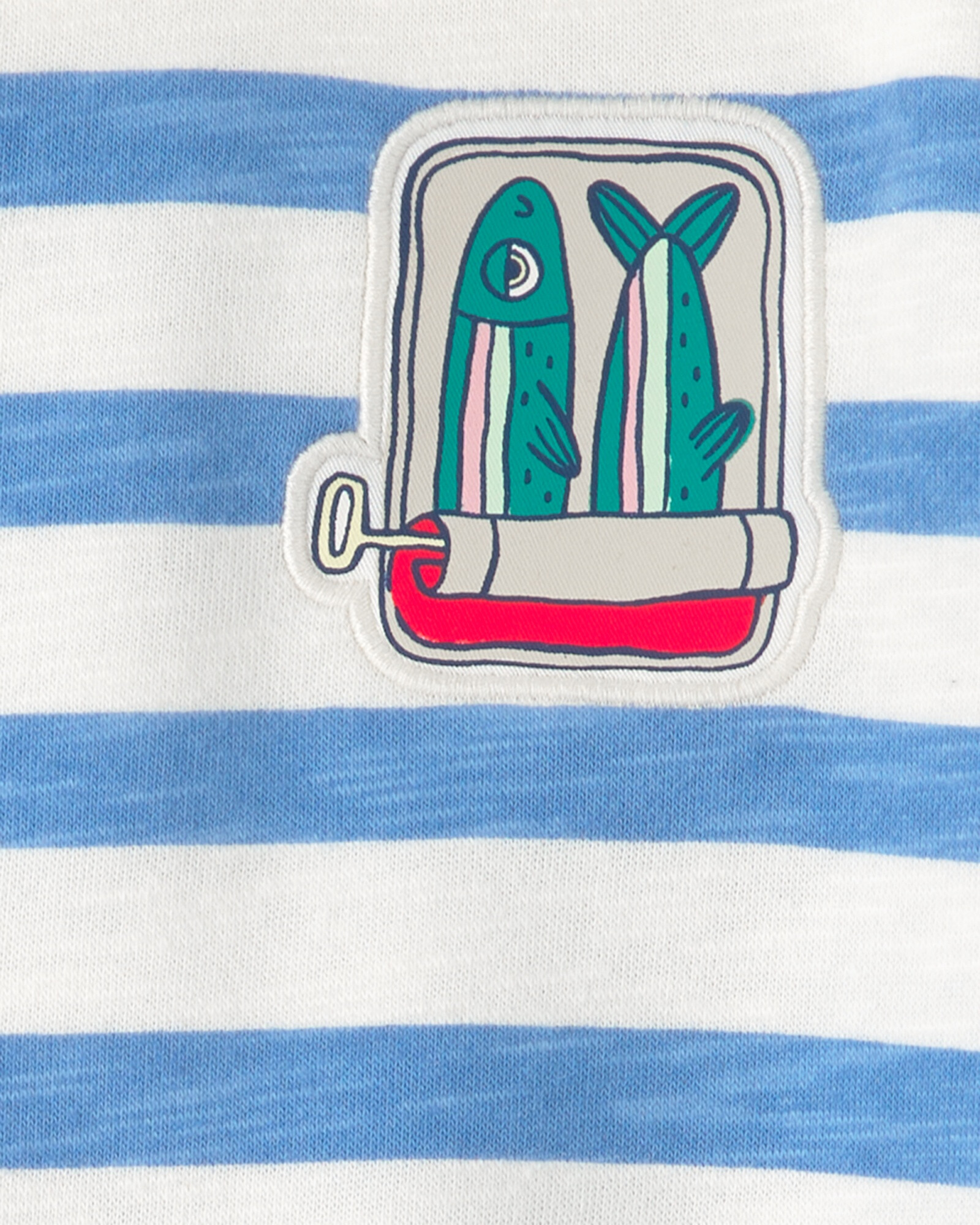 Buzo de algodón, diseño a rayas azul y blanco, con aplique de pez Sin color