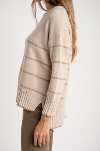 Sweater Rayado Lana Beige Melange