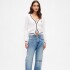 FRANCHISE LOGO COTTON CROP CABLE CARDI NEW OFF WHITE