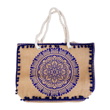 Bolsa Playera De Arpillera Yute Con Mandala Y Pompones Bolsa Playera De Arpillera Yute Con Mandala Y Pompones