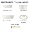 Batería De Cocina Selecta 5 Pzas Mango Extraíble Crema