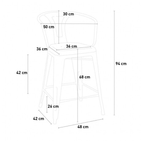 SILLA TOLIX METALICA CON POSABRAZOS Silla Tolix Metálica Con Posabrazos Blanca