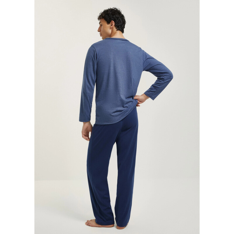 PIJAMA ML MASC AZUL MESCLA