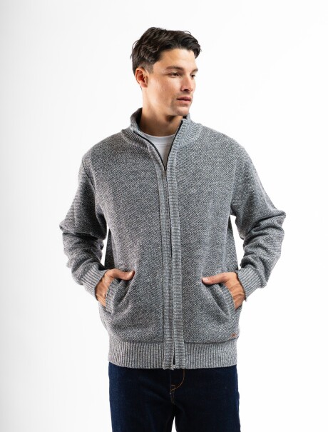 Campera de Punto Lisa Forrada Gris Claro