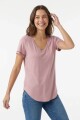 Camiseta m/c escote V lavada ROSA
